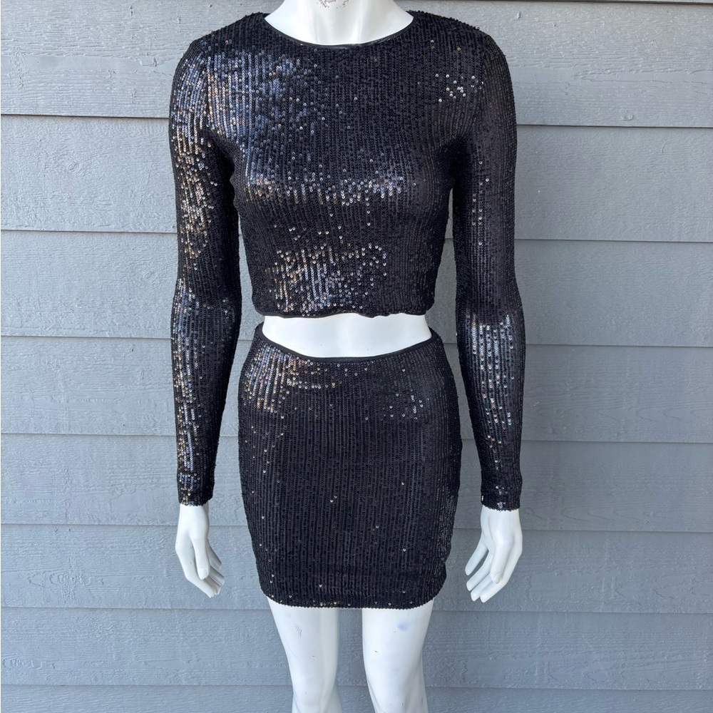 Hera Collection Black Sequin Skirt Set